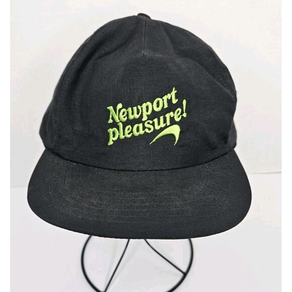 Vtg Newport Pleasure Cigarettes Snapback Black Hat Cap Rare 90s Tobaccana - Picture 1 of 6